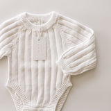 Wide Ribbed Knit Onesie ‘Dove’