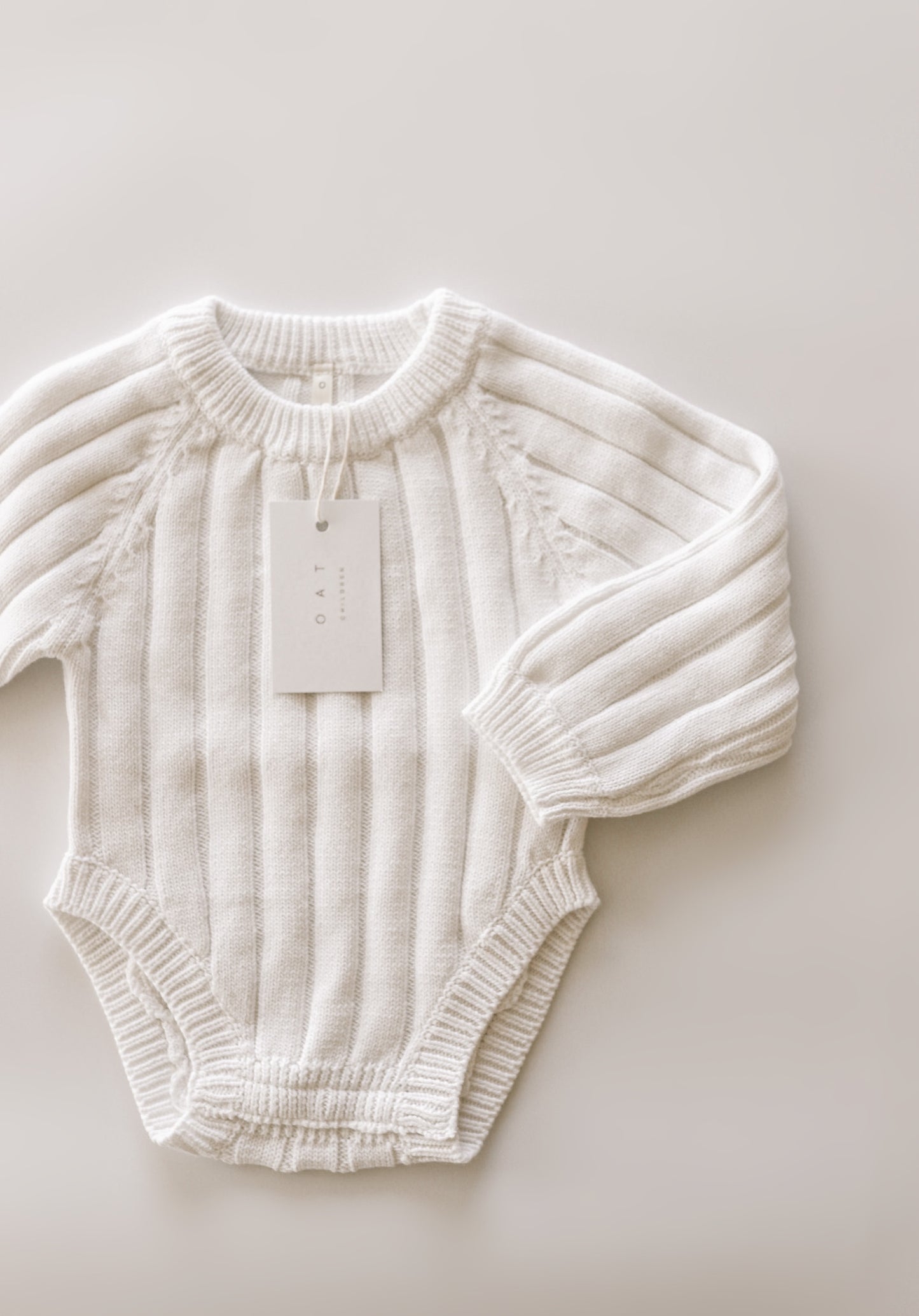 Wide Ribbed Knit Onesie ‘Dove’