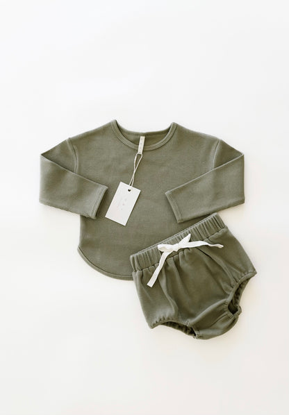 Essential Cotton Ribbed Long Sleeve ‘Olive’