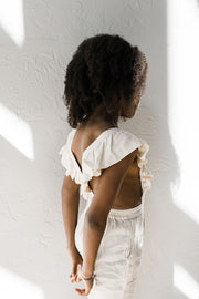 Linen Flutter Sleeve Jumpsuit - vanilla