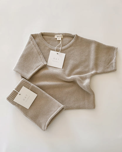 Girls Taupe Knit Beachy Short