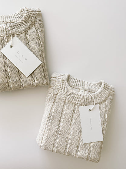 Wide Ribbed Knit Onesie ‘Oatmeal’