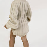 Wide Ribbed Knit Onesie ‘Biscotti’