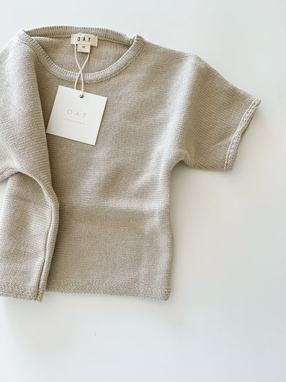Girls Taupe Oversized Knit Tee