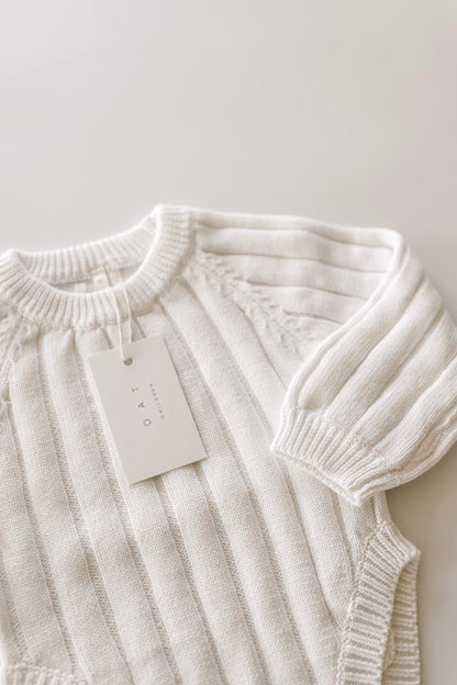 Wide Ribbed Knit Onesie ‘Dove’