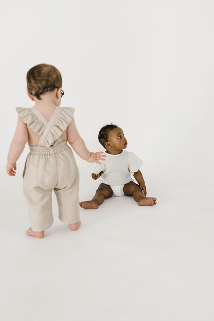 Linen Flutter Sleeve Jumpsuit - Petal