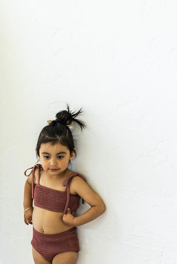 Smocked Bikini Top - Plum