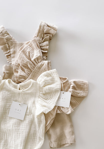 Linen Flutter Sleeve Jumpsuit - Petal