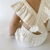 Linen Flutter Sleeve Jumpsuit - Ivory