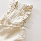 Linen Flutter Sleeve Jumpsuit - Vanilla