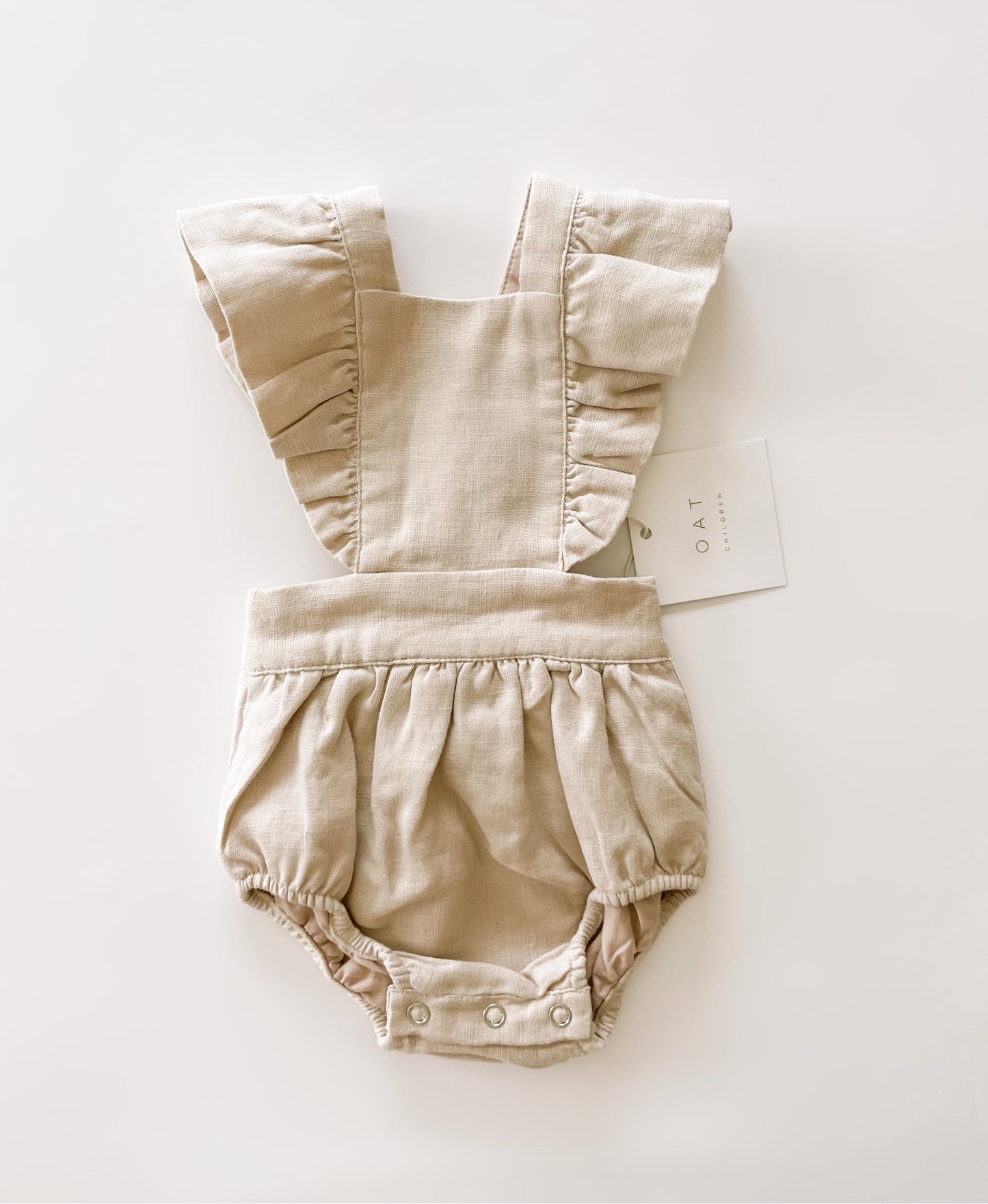 Linen Flutter Sleeve Bloomer Romper - Petal
