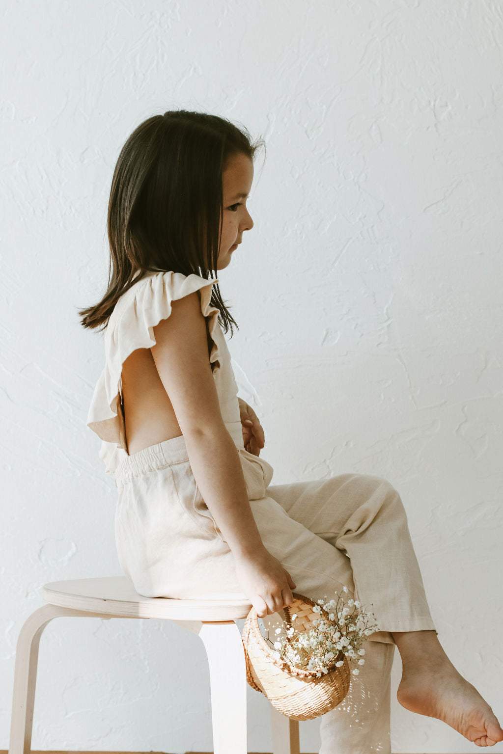 Linen Flutter Sleeve Jumpsuit - Vanilla